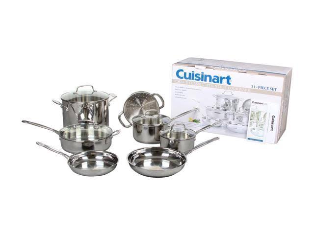 Cuisinart Chef's 11 Piece Classic Stainless Steel Cookware Set, Silver