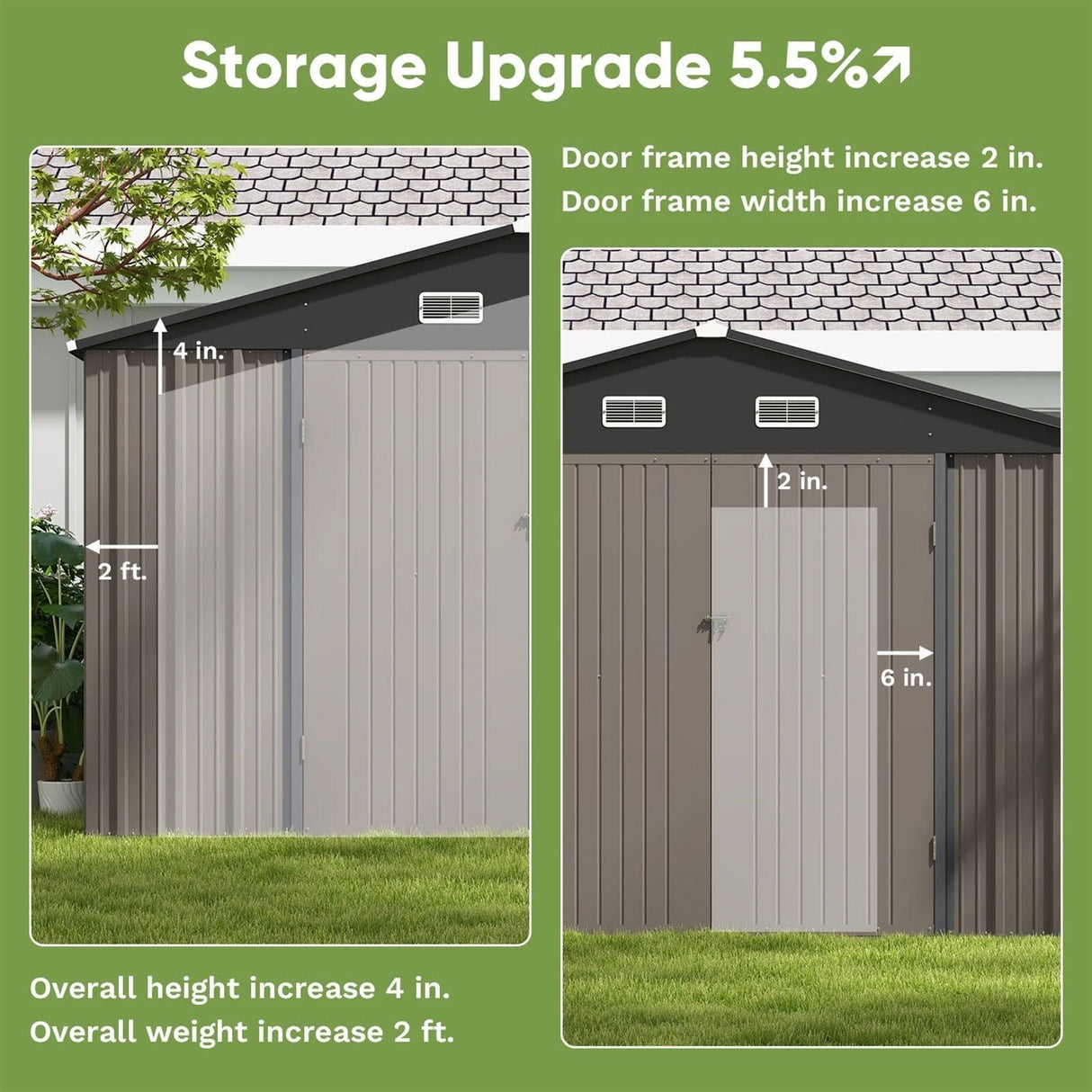 Patiowell Size Upgrade 10 x 10 ft Outdoor Storage Metal Shed with Slop
