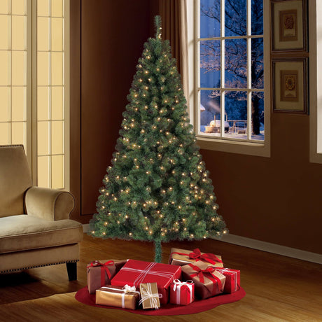 Holiday Time Pre-Lit 6.5' Madison Pine Green Artificial Christmas Tree, Clear-Lights
